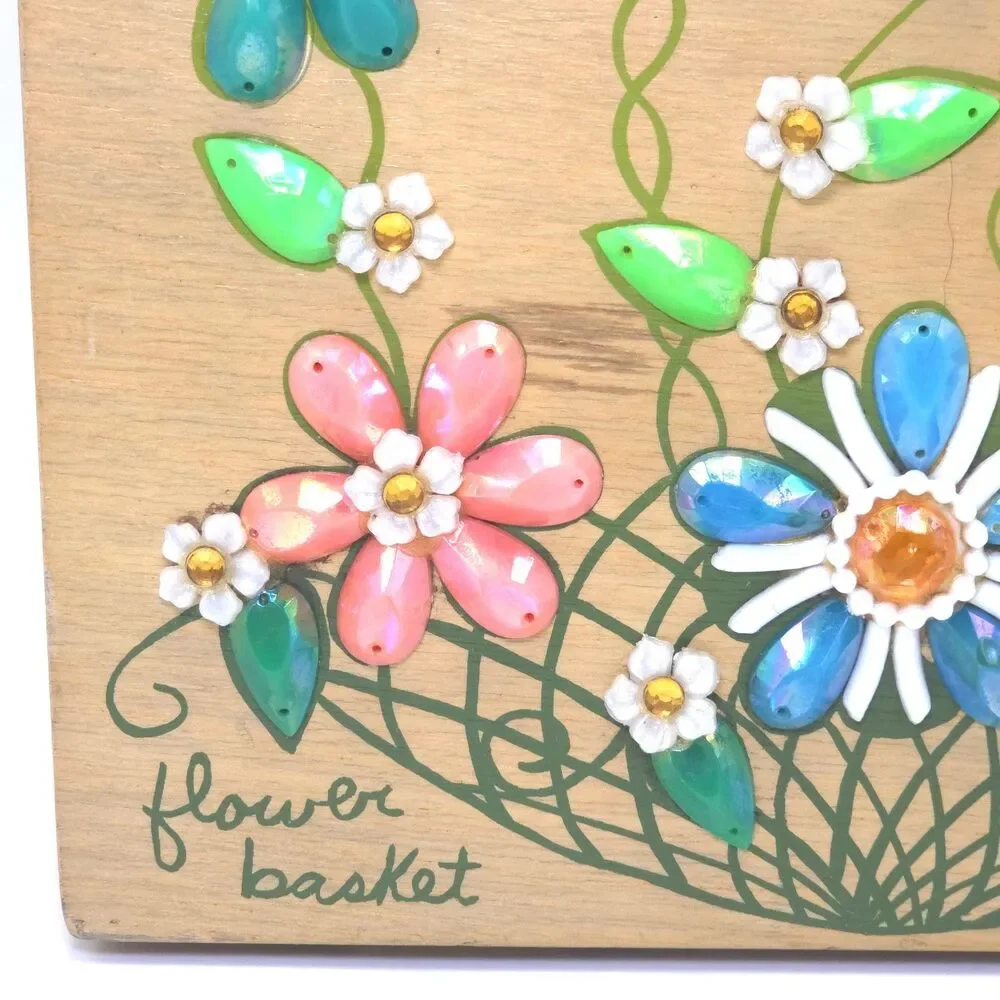 Vintage Enid Collins Flower Basket Jeweled Wood Box Bag Purse 1969